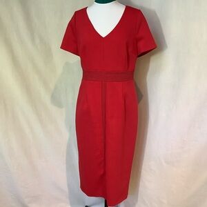 Boden Red Midi Dress with V-Neck